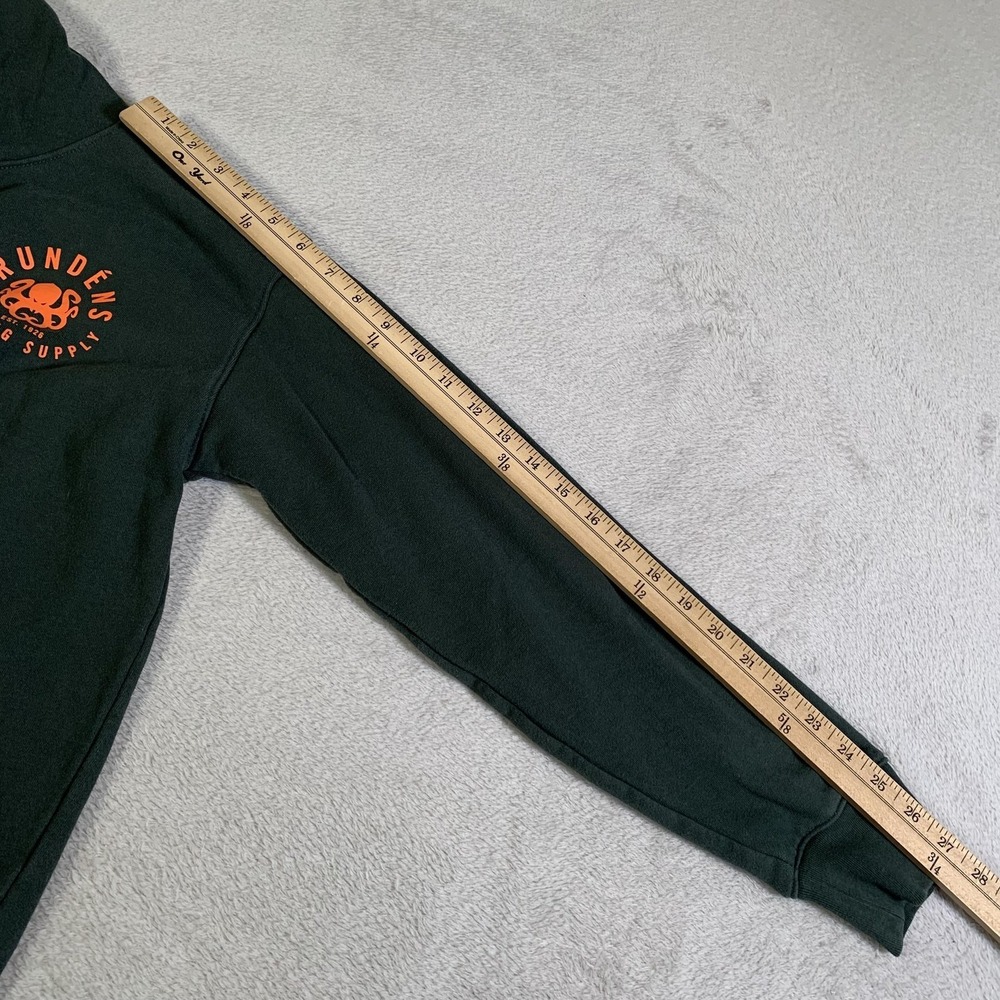 Grundens Hoodie Mens Small Green Pullover Fleece Sweatshirt Fishing Graphic - Picture 8 of 15
